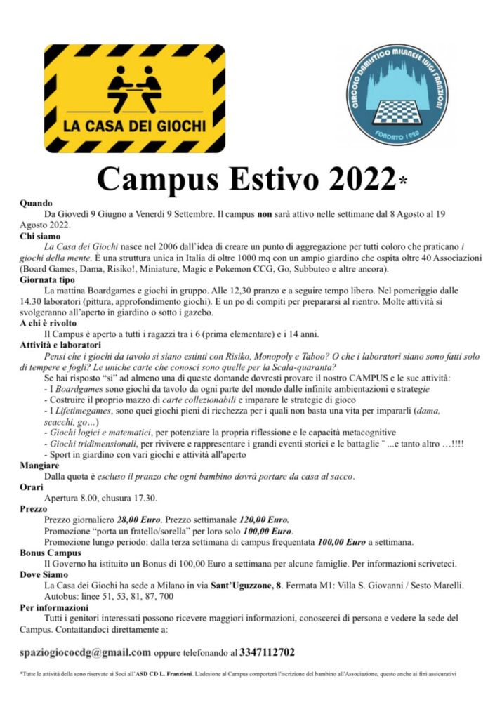 CAMPUS CASA DEI GIOCHI 2022